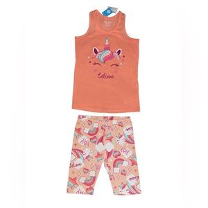 THE CHILDREN PLACE UNICORN 2 PC SHORT SET - MELON SIZE SMALL (NEW WITH TAGS) A12